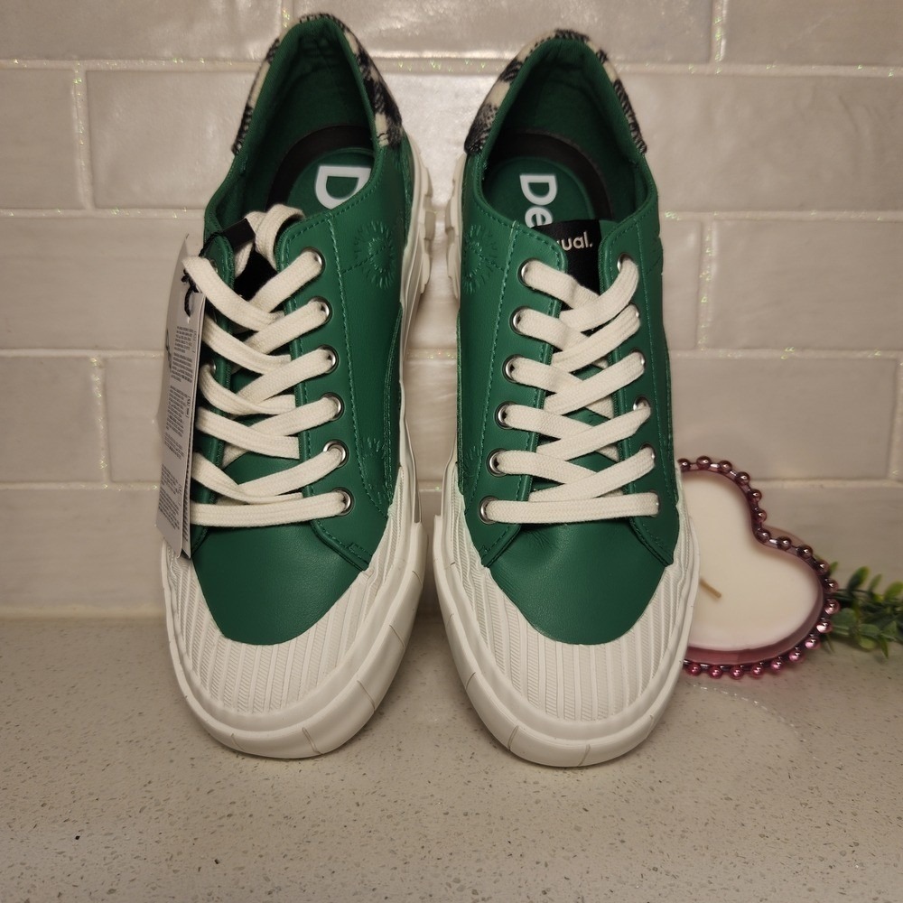 New Women's Desigual Leather Geometric Street Galactic Laced-up Sneakers, Size 8 - Picture 6 of 6